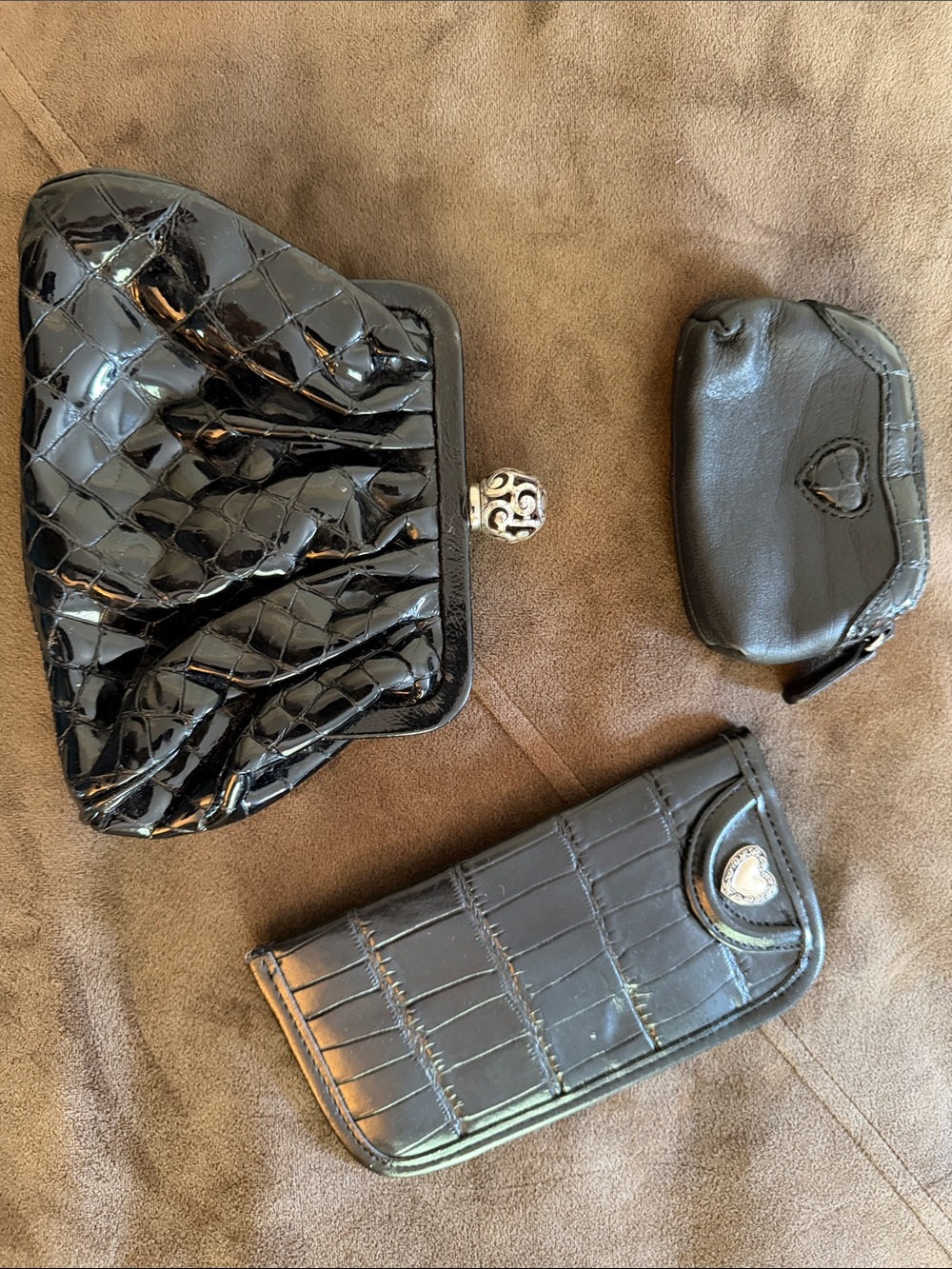 Brighton Black Patent and Faux-Croc Accessories Trio - Picture 1 of 10